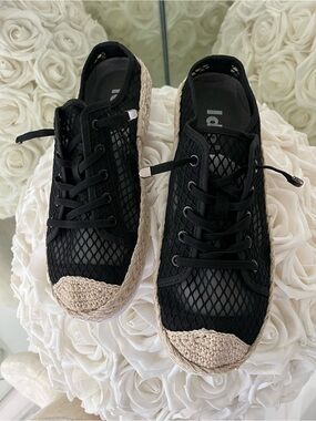Black Mesh Espadrille Sneaker - Comfortable Casual Women’s Shoe